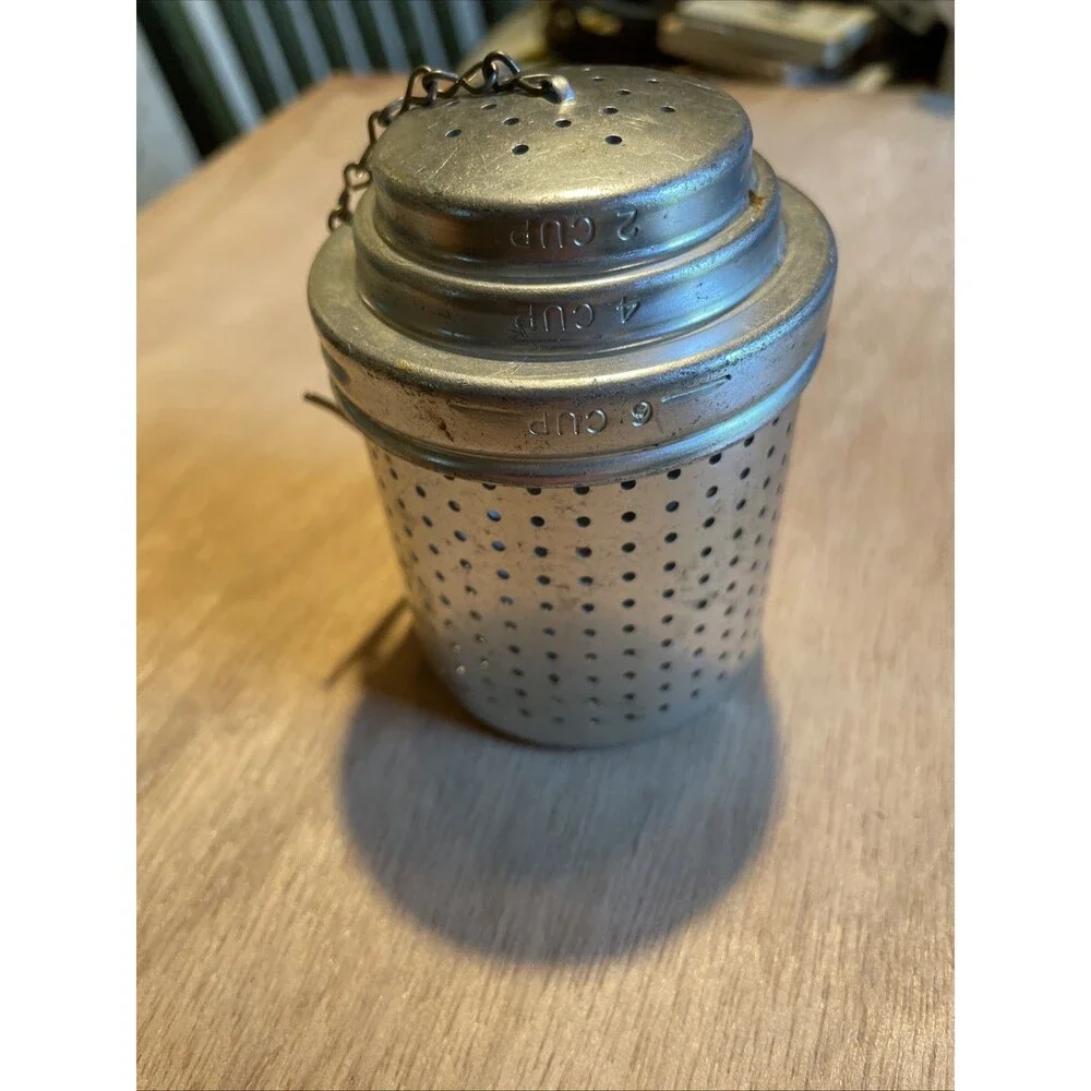 Vintage Tea Pot Infuser for Loose Tea Large Strainer Aluminum